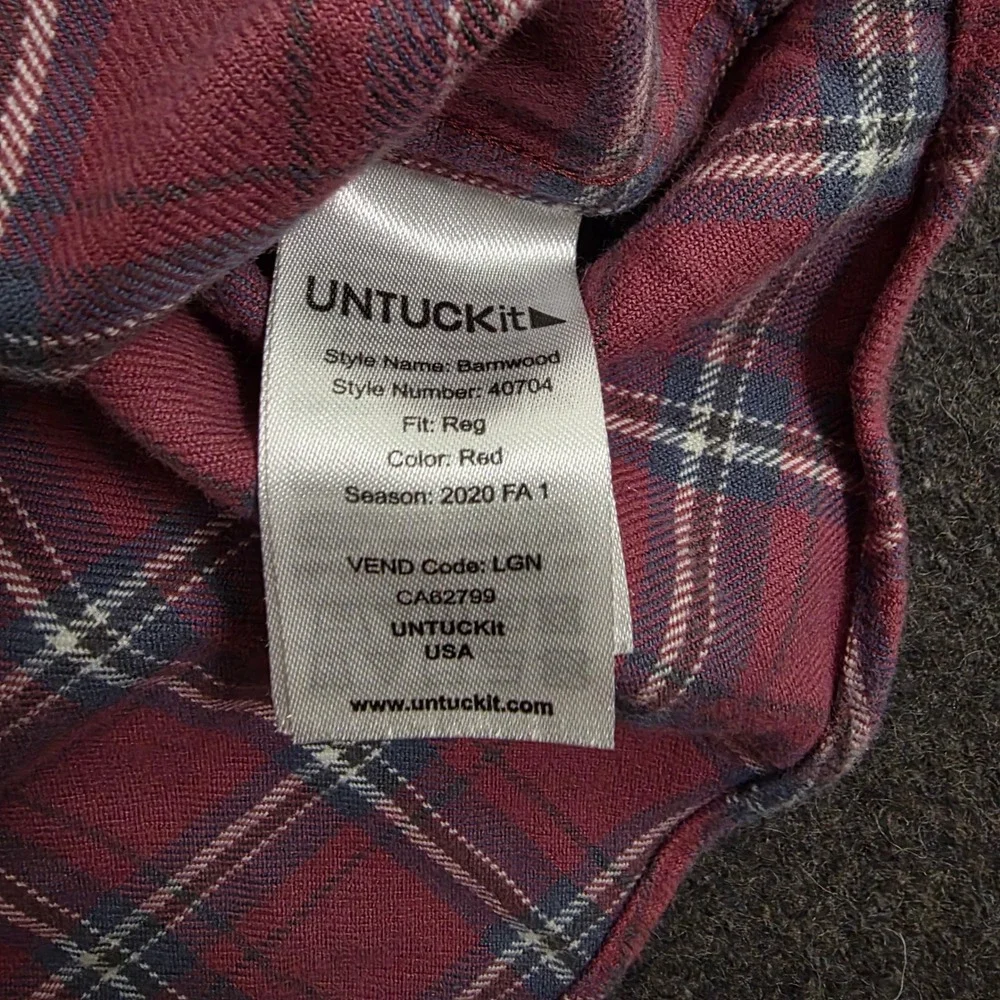 UNTUCKit‎ Barnwood Red Plaid Button Down Flannel Shirt 3XL Cotton Regular Fit